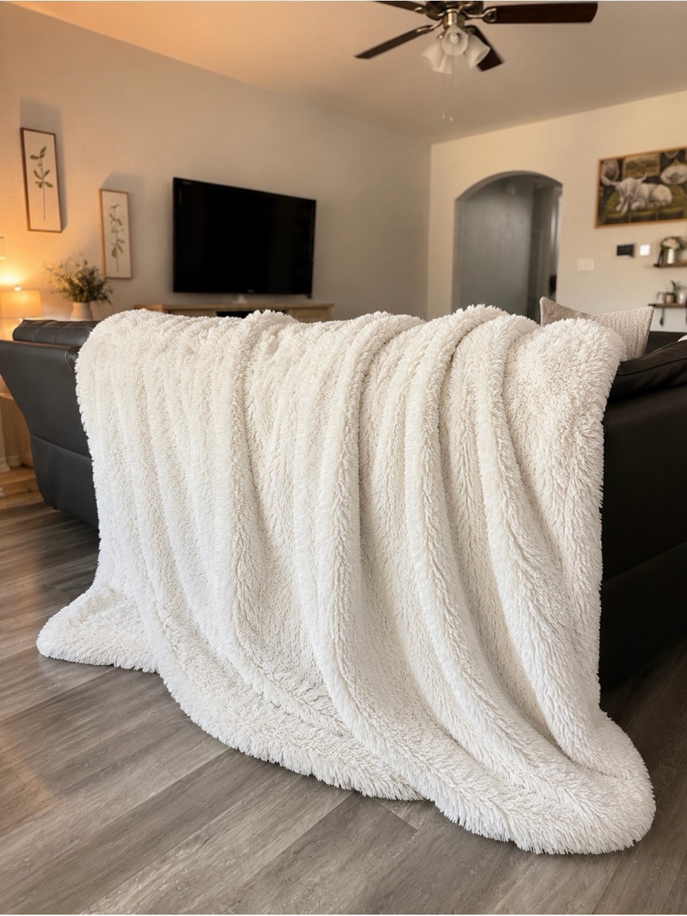 Southern Living At Home Cream Plush Sherpa Queen Duvet Cover